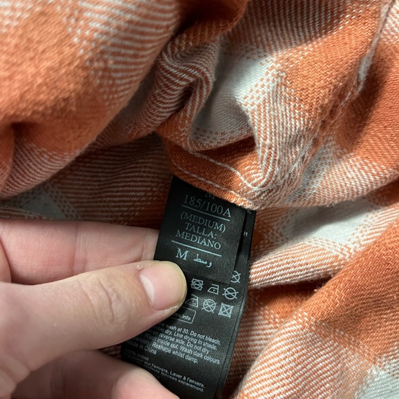 Allsaints Heavy Button Up Flannel Shirt Orange Mens Size Medium - Picture 4 of 4